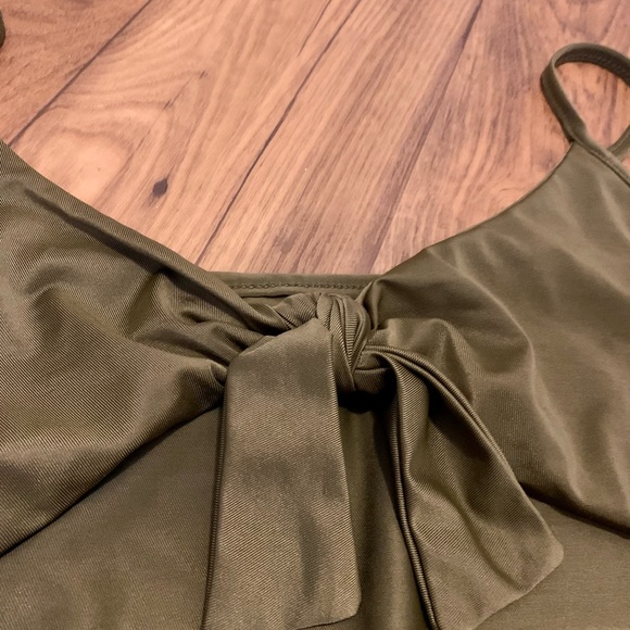 Olive Green Tie Front Cut Out Swimsuit - Picture 10 of 11